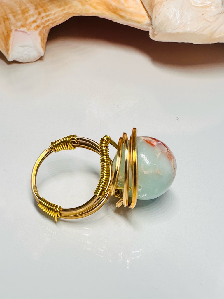 Gold Wire Wrapped Shaushan Stone Ring